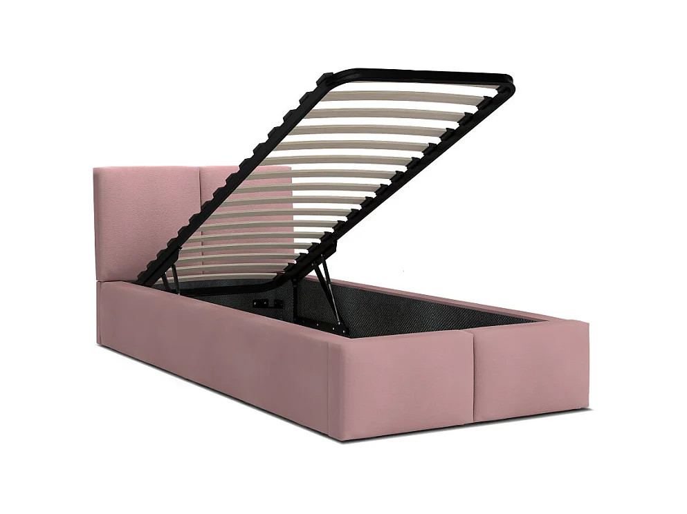 Lit coffre Tesia 90x200  - Sommier inclus Rose misty