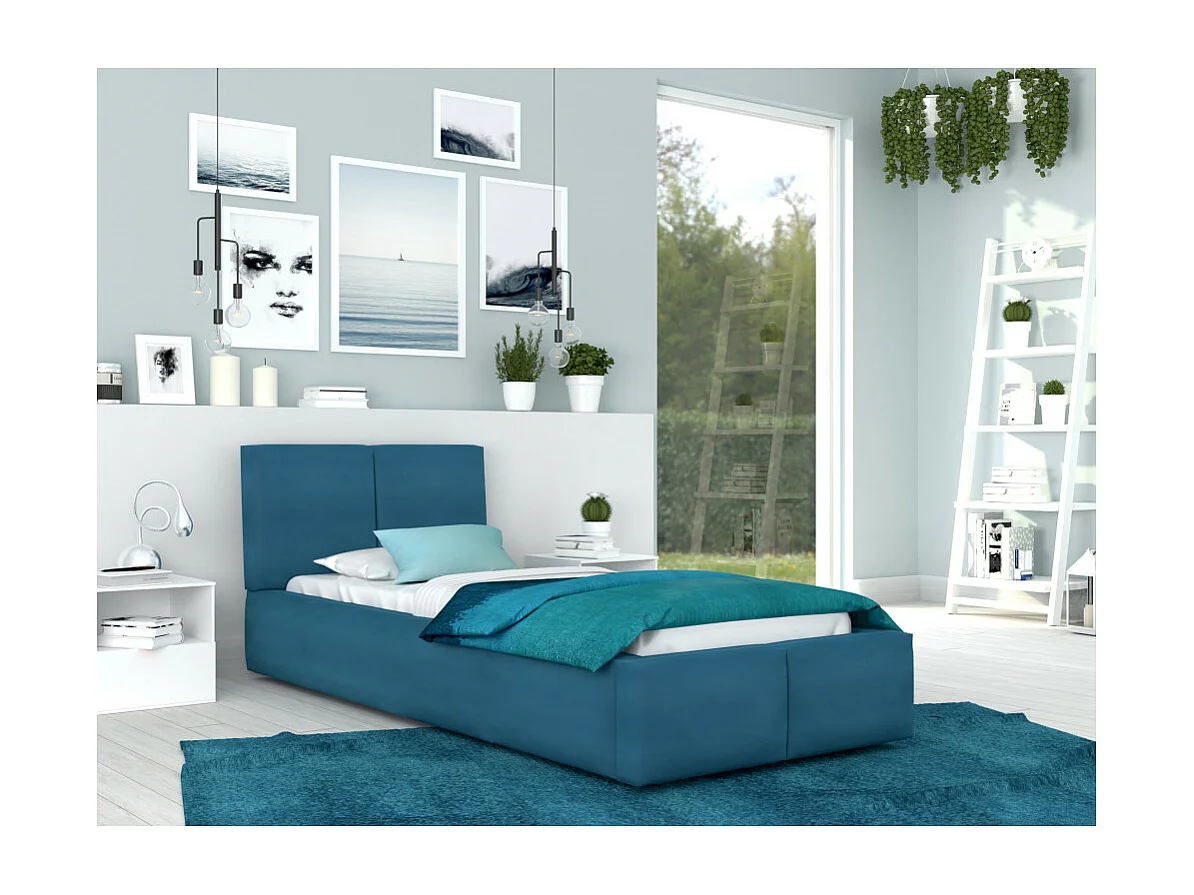 Lit coffre Tesia 90x200  - Sommier inclus Azur