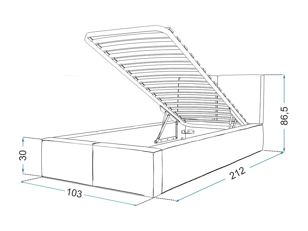 Lit coffre Tesia 90x200  - Sommier inclus Azur