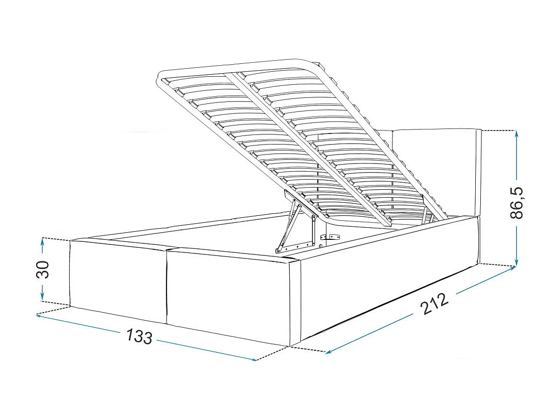 Lit coffre Tesia 120x200  - Sommier inclus Azur