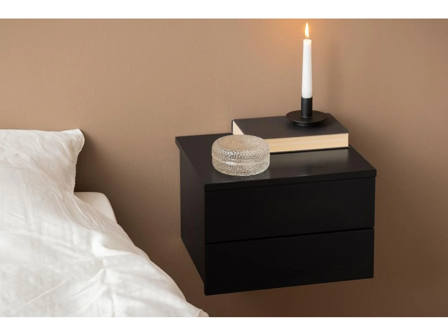 Avignon Nachttisch 2 Schubladen schwarz.