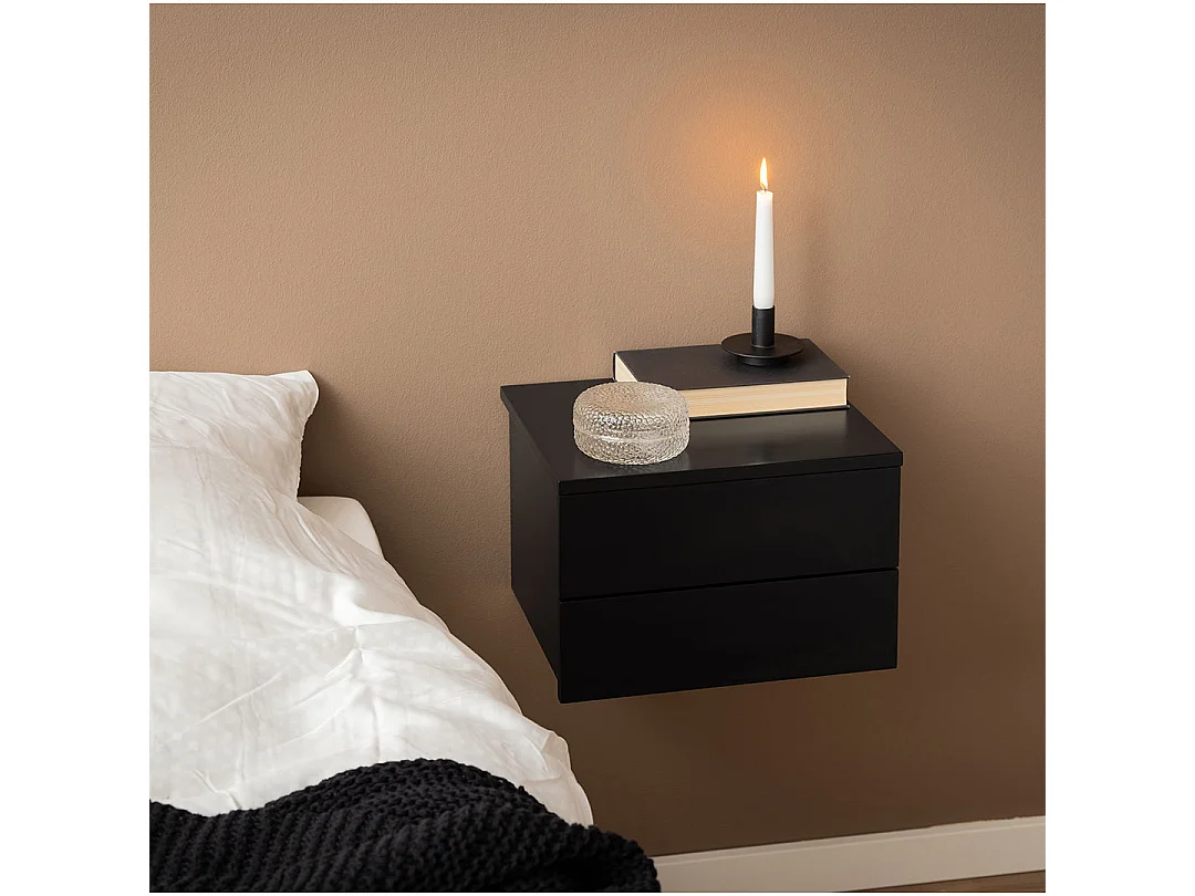 Avignon Nachttisch 2 Schubladen schwarz.