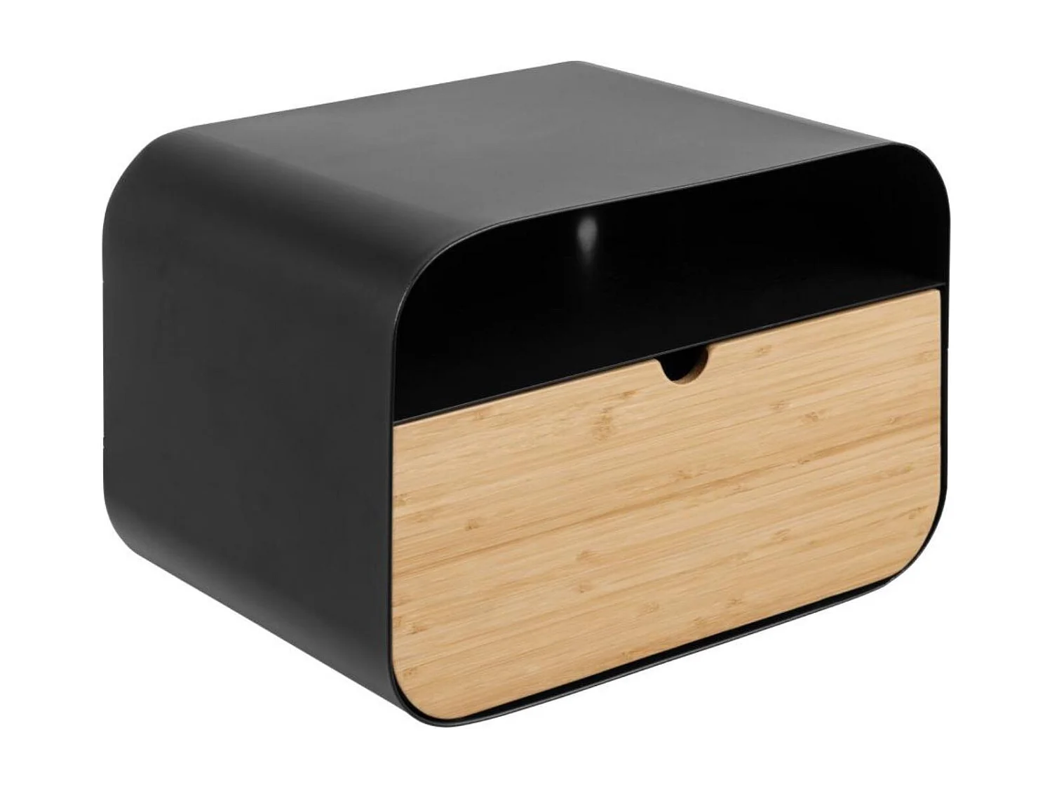 Chevet suspendu rectangulaire métal noir et bambou 1 tiroir 1 niche - JANE