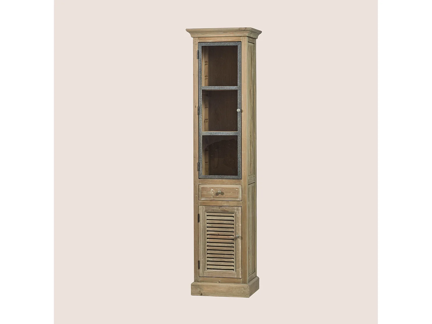 Colonne de salle de bain en bois avec porte vitrée gauche - HANOÏ