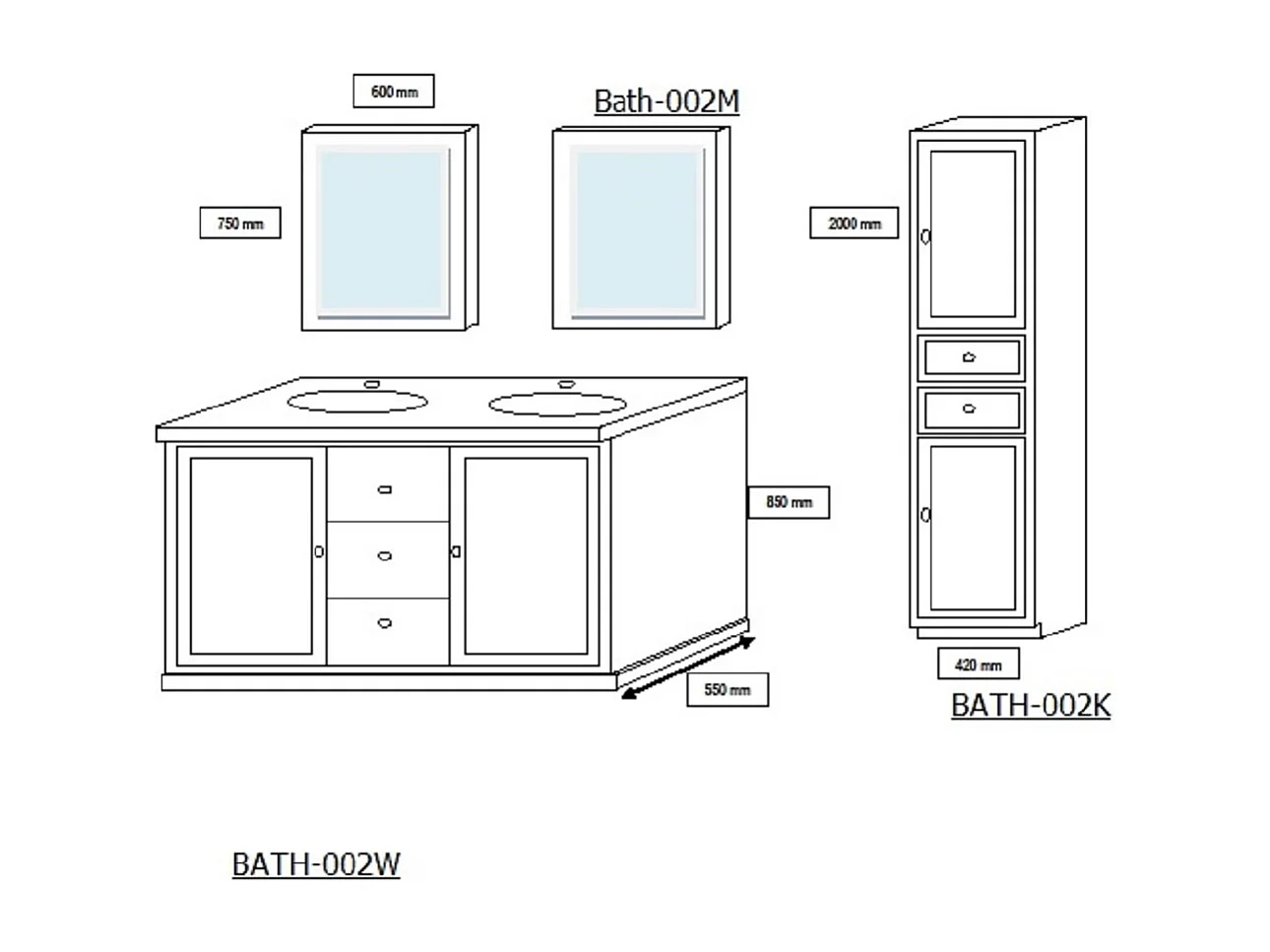 Colonne de salle de bain en chêne blanchi droite - VIENNE II