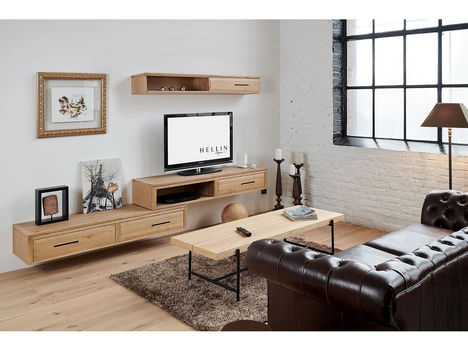 Élément suspendu en chêne massif 2 tiroirs - BOSTON