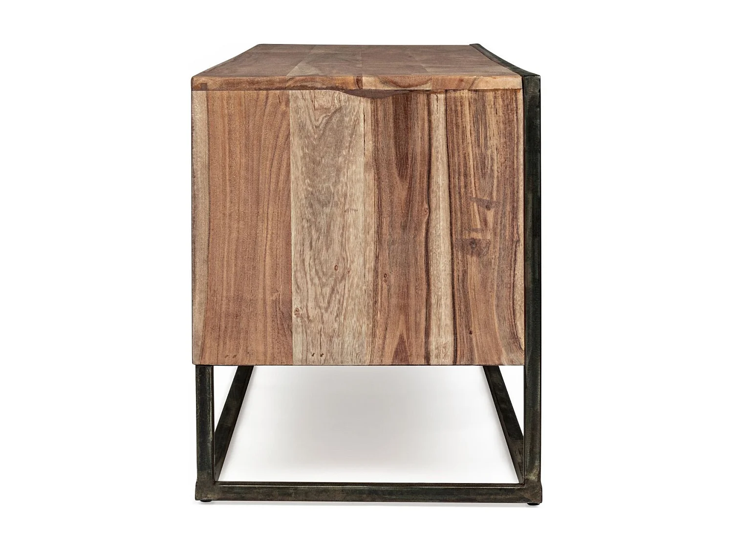 Meuble TV en acacia et en métal 2 portes 1 tiroir 1 niche L145 - ELEANOR