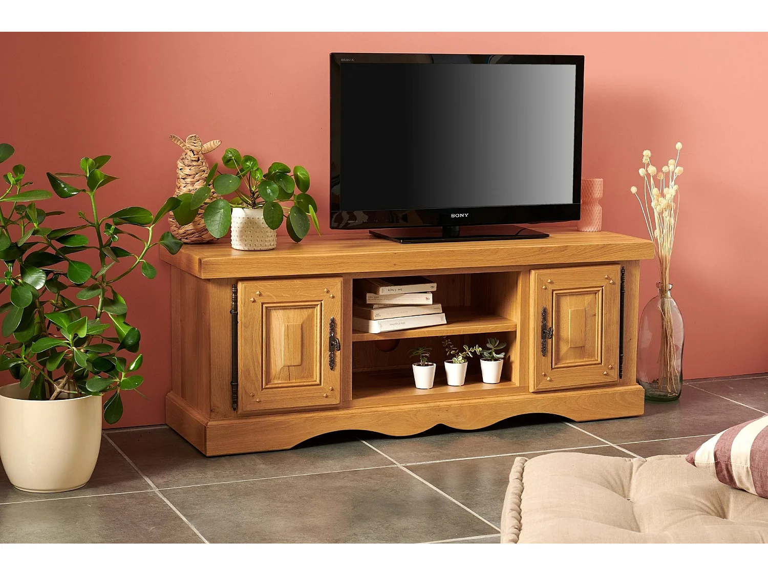 Meuble TV bas en chêne - LA BRESSE