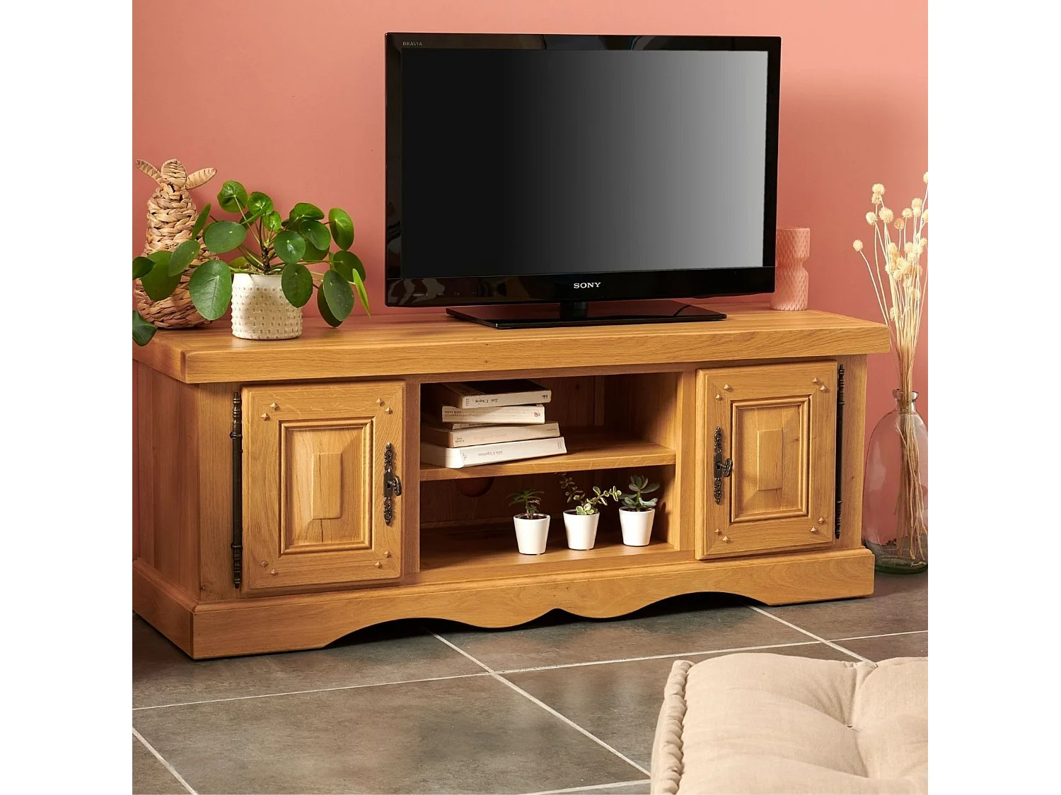 Meuble TV bas en chêne - LA BRESSE