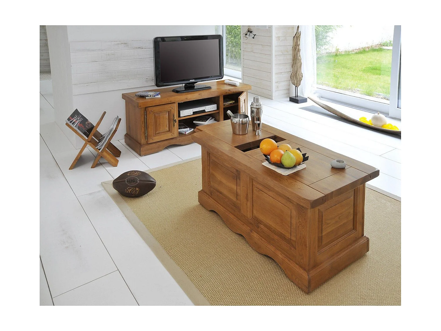 Meuble TV bas en chêne - LA BRESSE