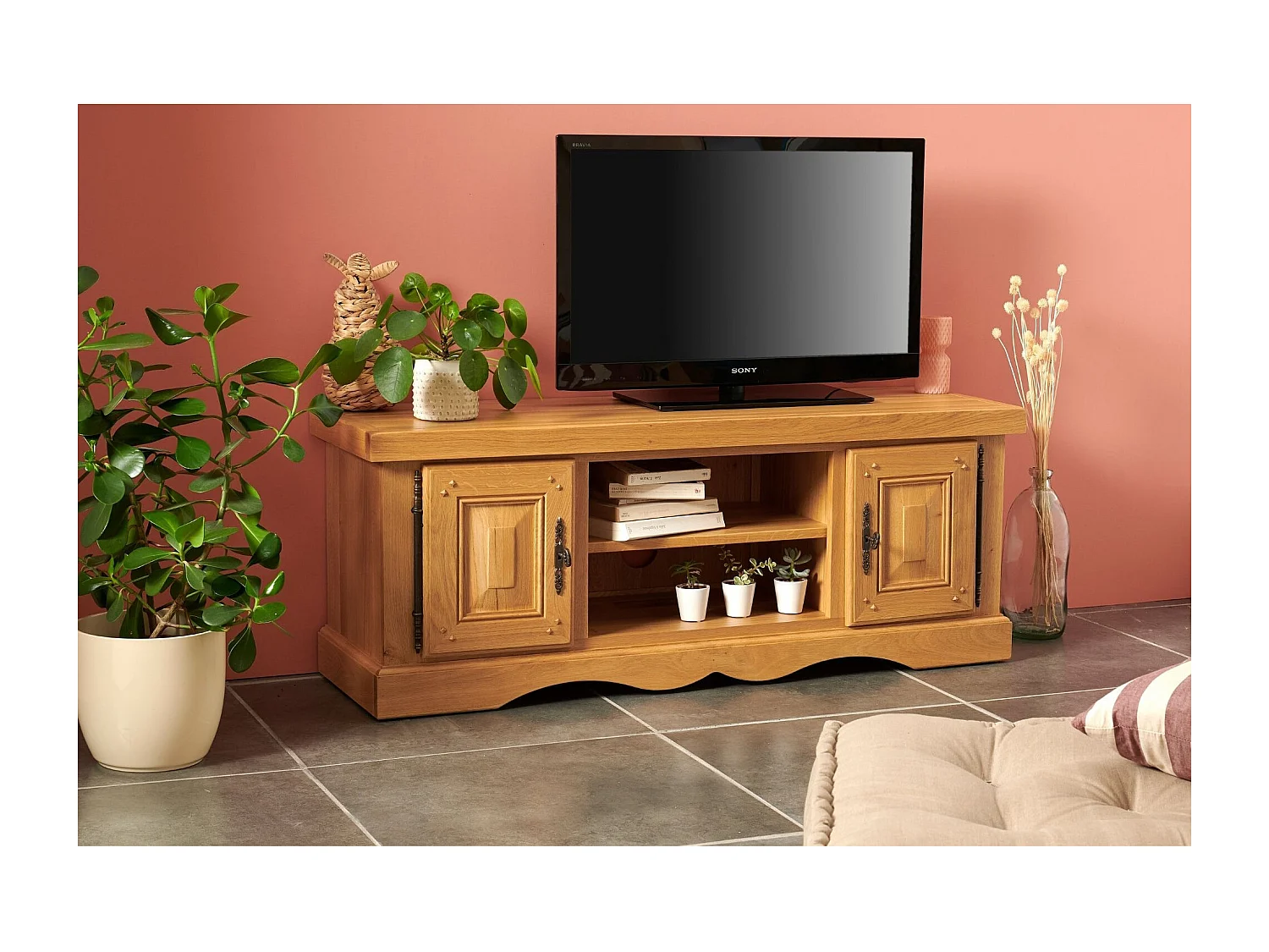 Meuble TV bas en chêne - LA BRESSE