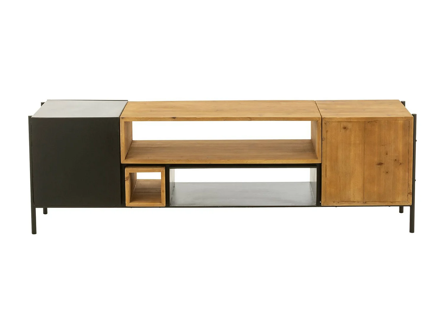 Meuble TV en Bois 2 Portes "Tina" 160cm Noir & Naturel