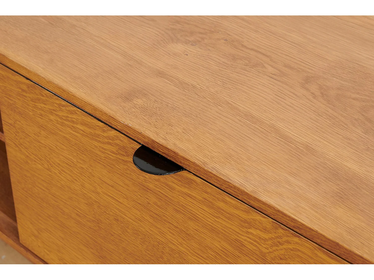 Meuble TV rétro en chêne 2 niches 2 portes L180 noir - MALLET