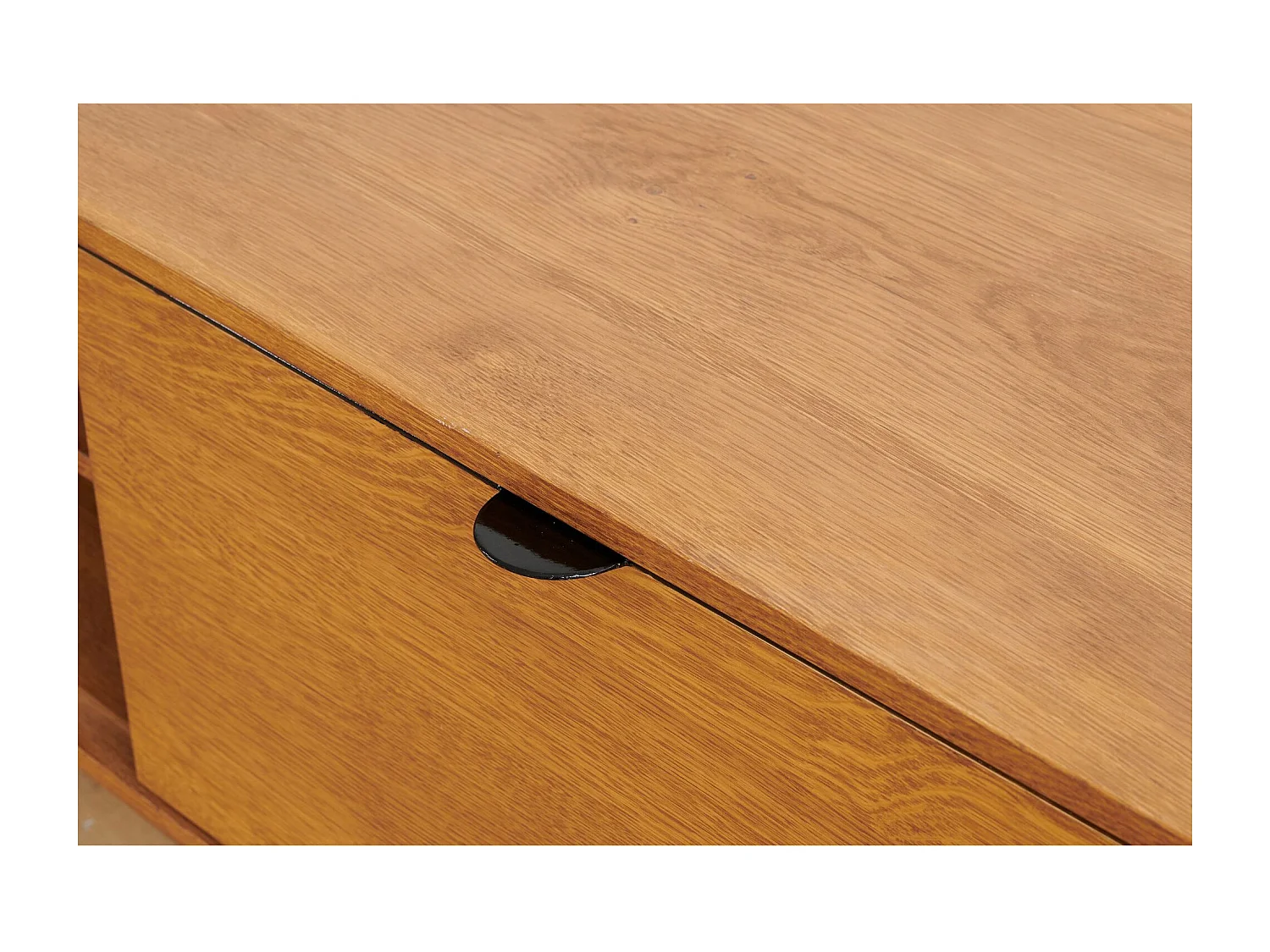 Meuble TV rétro en chêne 2 niches 2 portes L180 noir - MALLET