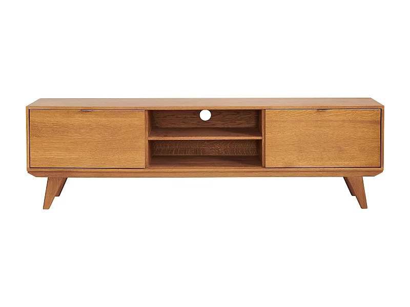 Meuble TV rétro en bois 2 niches 2 portes L180 bronze - MALLET