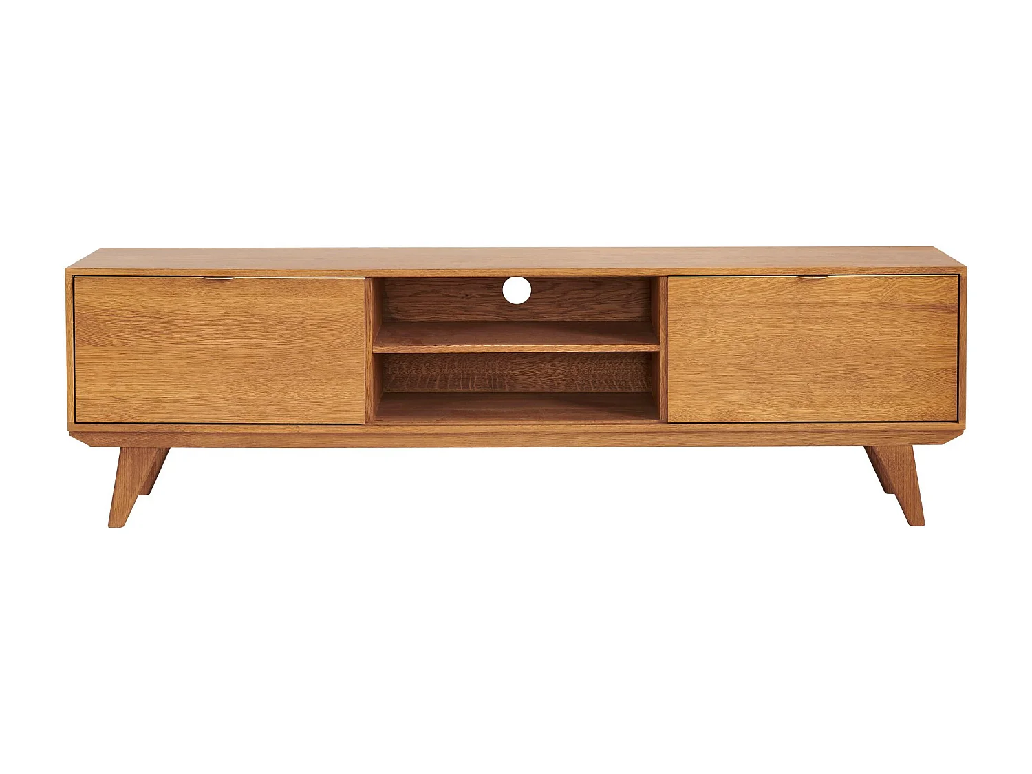 Meuble TV rétro en bois 2 niches 2 portes L180 bronze - MALLET