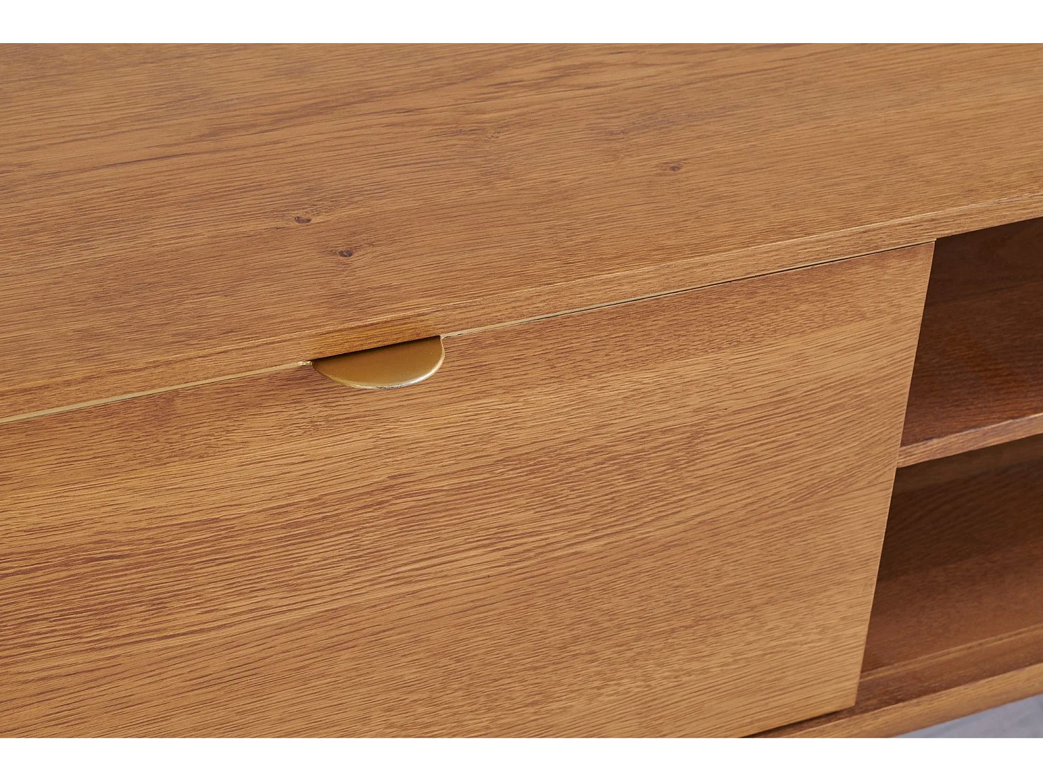 Meuble TV rétro en bois 2 niches 2 portes L180 bronze - MALLET