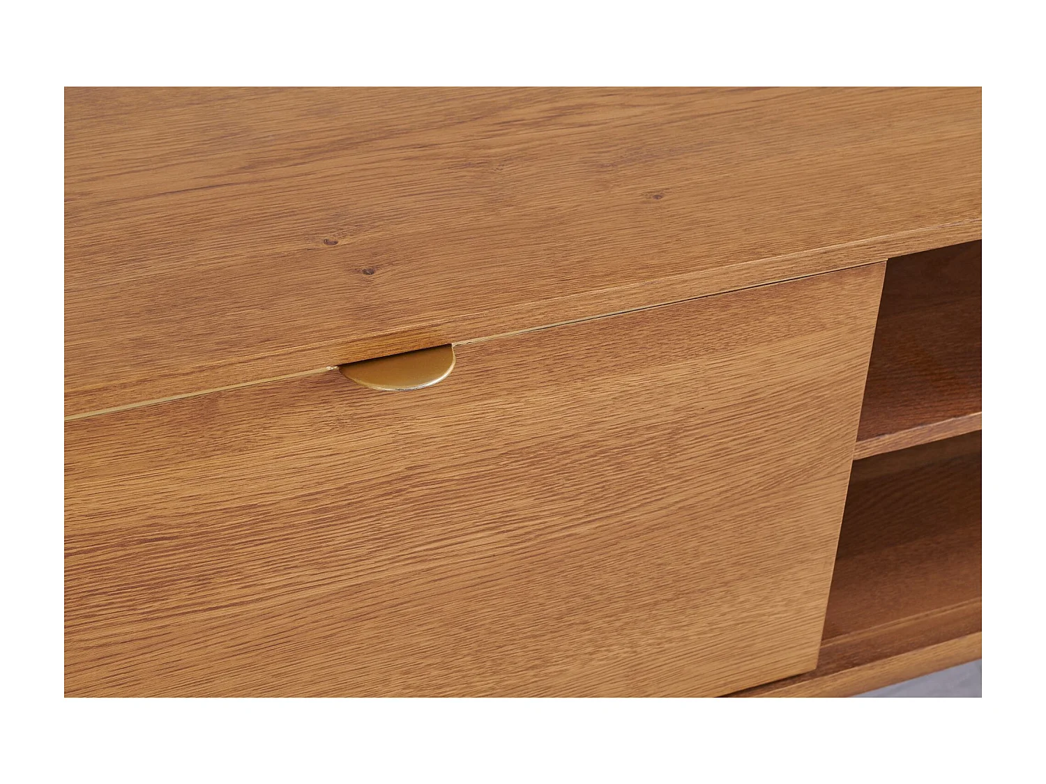 Meuble TV rétro en bois 2 niches 2 portes L180 bronze - MALLET