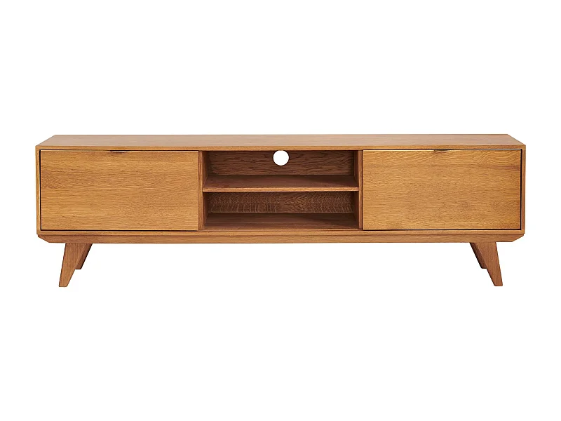 Meuble TV rétro en bois 2 niches 2 portes L180 bronze - MALLET