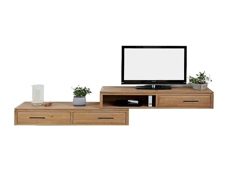 Ensemble meuble TV suspendu en chêne clair 2 éléments - BOSTON