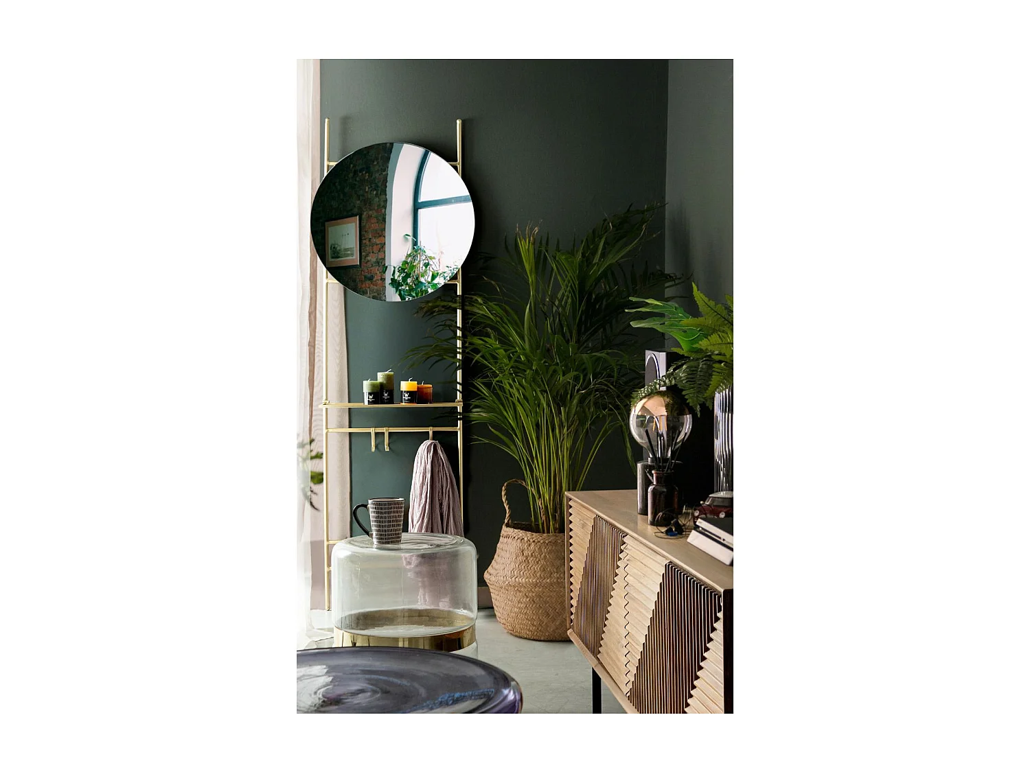 Meuble TV en manguier 4 portes et pieds métal noir L140 - MANAUS