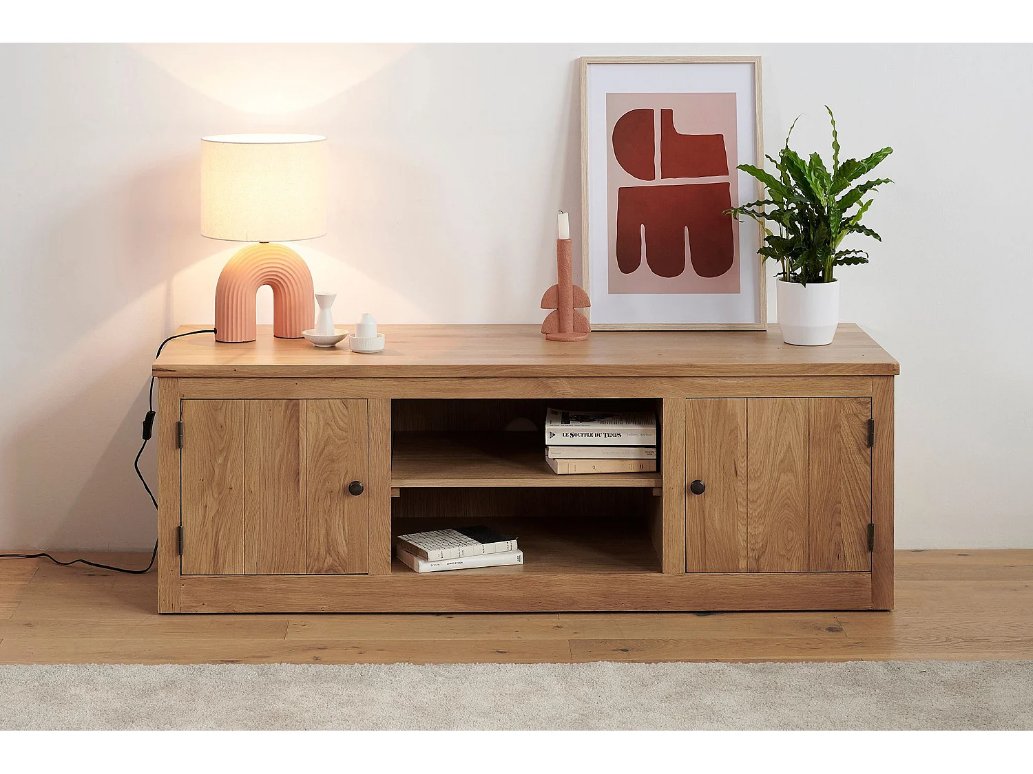 Meuble Télé bas en chêne massif - VICTORIA
