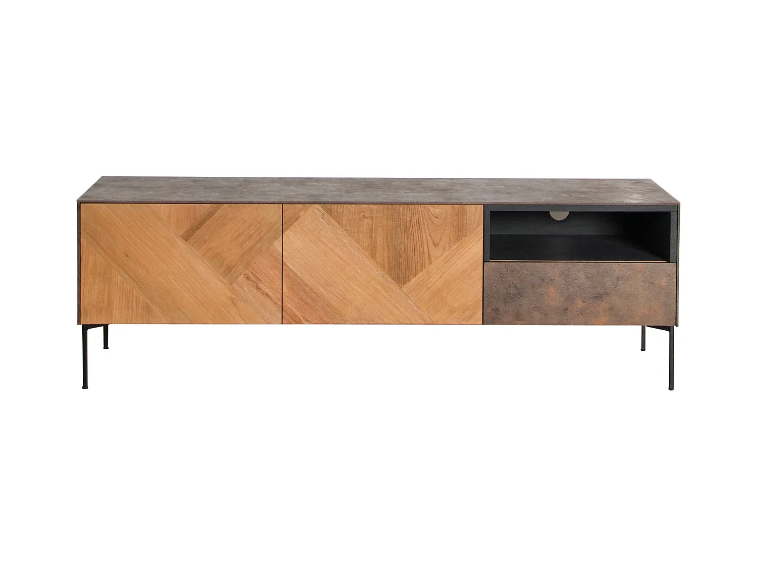 Meuble TV en bois de teck et métal 165 cm - JAKARTA
