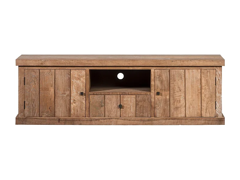 Meuble TV en bois recyclé 2 portes 1 tiroirs 1 niche - LINAS