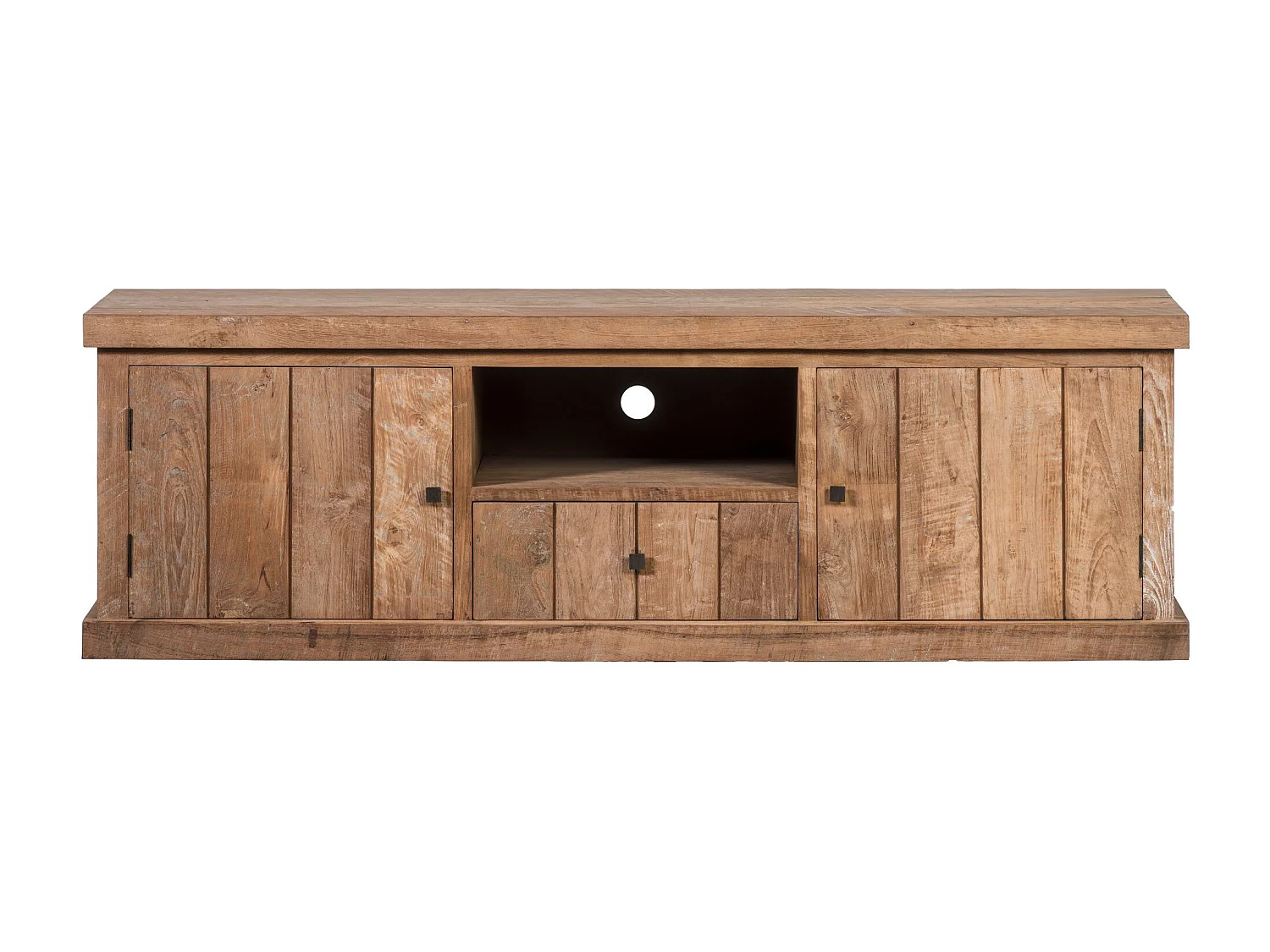 Meuble TV en bois recyclé 2 portes 1 tiroirs 1 niche - LINAS