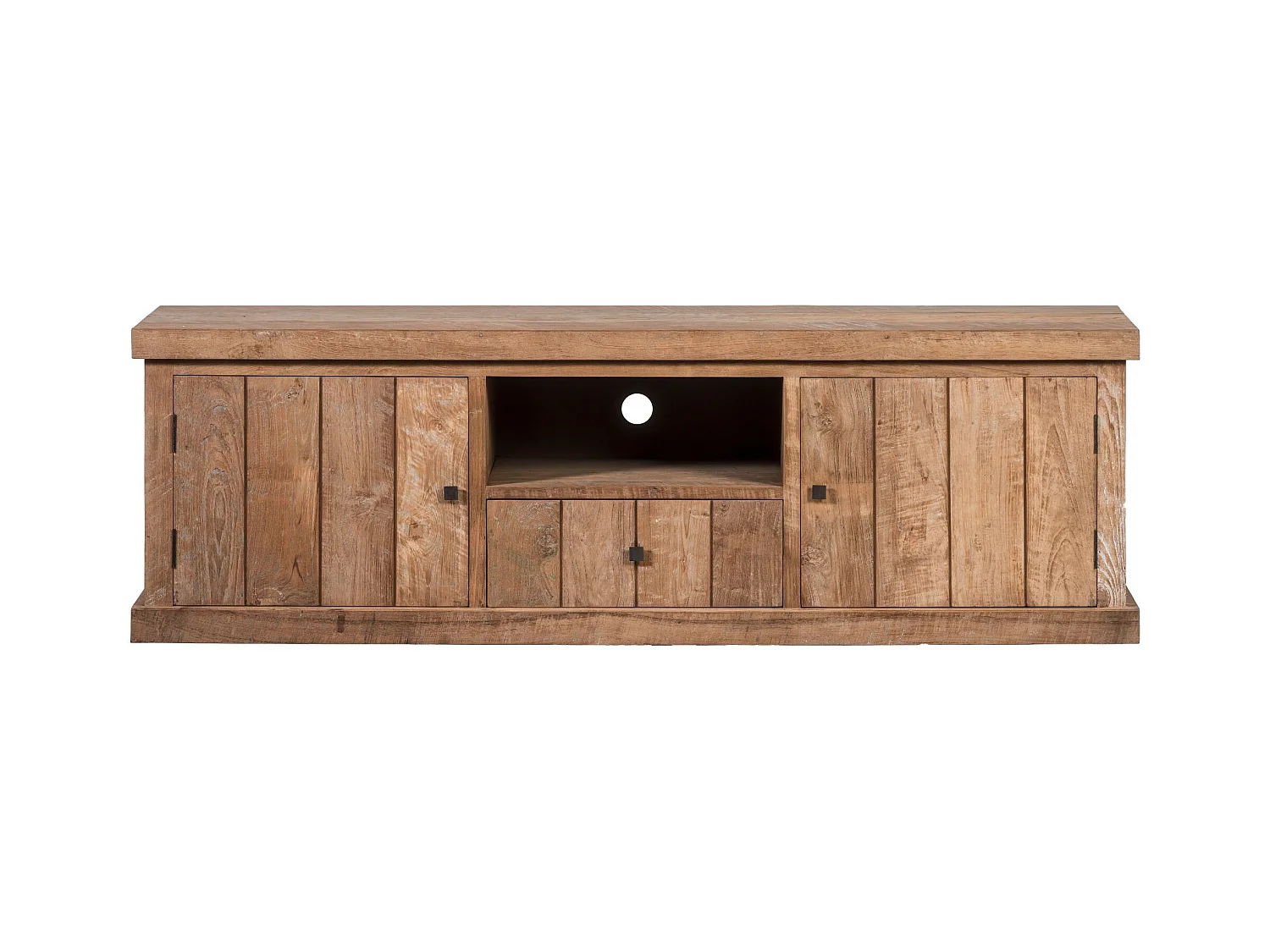 Meuble TV en bois recyclé 2 portes 1 tiroirs 1 niche - LINAS
