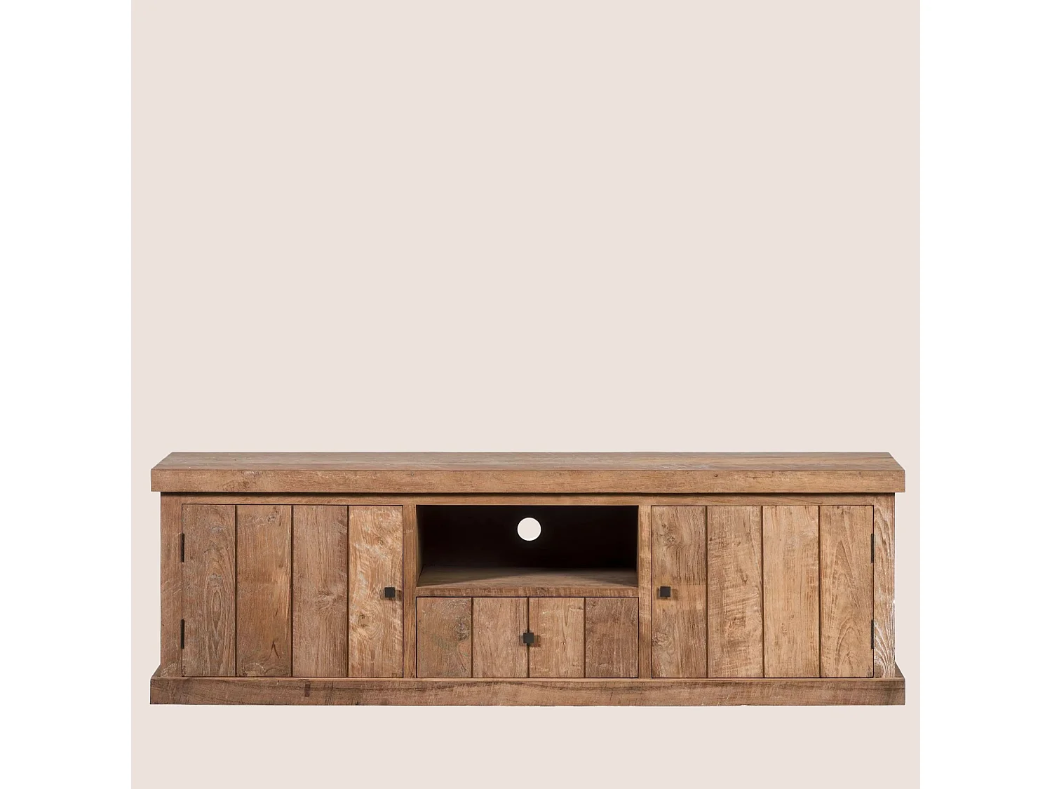 Meuble TV en bois recyclé 2 portes 1 tiroirs 1 niche - LINAS