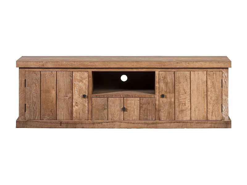 Meuble TV en bois recyclé 2 portes 1 tiroirs 1 niche - LINAS