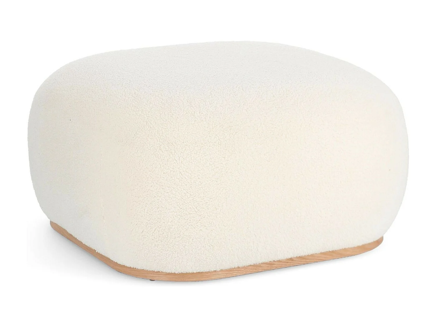 Pouf carré bouclette blanc ivoire L68 - STRATUS