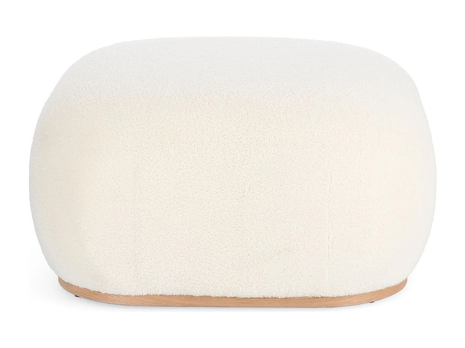 Pouf carré bouclette blanc ivoire L68 - STRATUS