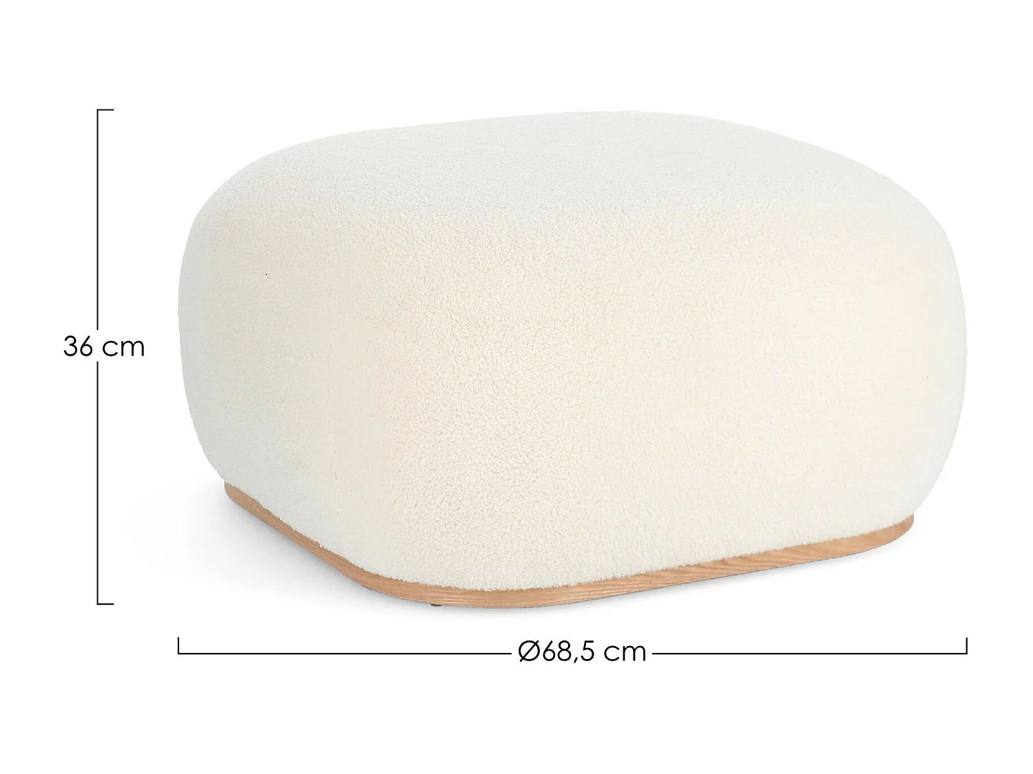 Pouf carré bouclette blanc ivoire L68 - STRATUS