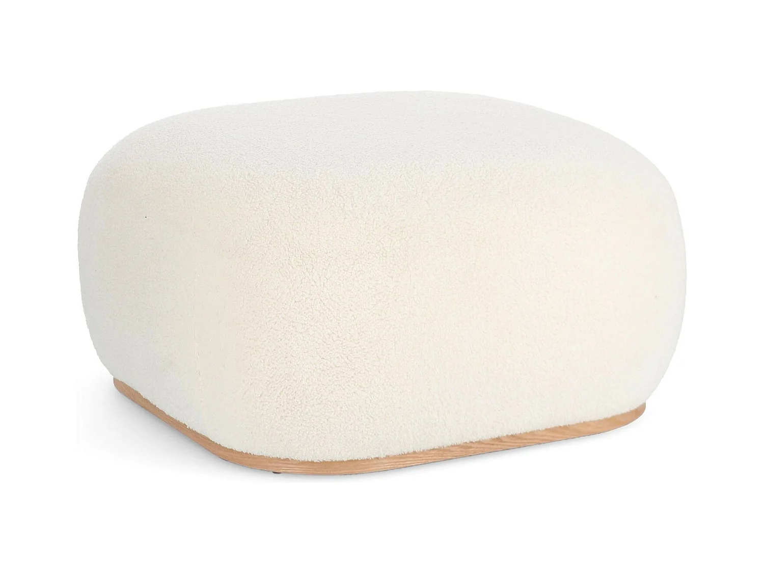 Pouf carré bouclette blanc ivoire L68 - STRATUS