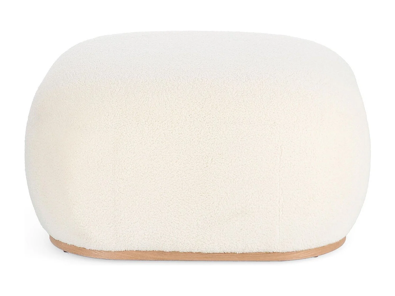 Pouf carré bouclette blanc ivoire L68 - STRATUS