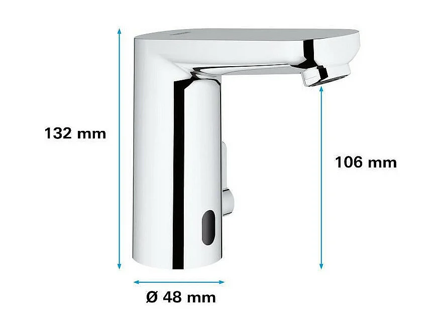 Mitigeur infrarouge pour lavabo sur plage GROHE - Get E - 6 V - Chrome
