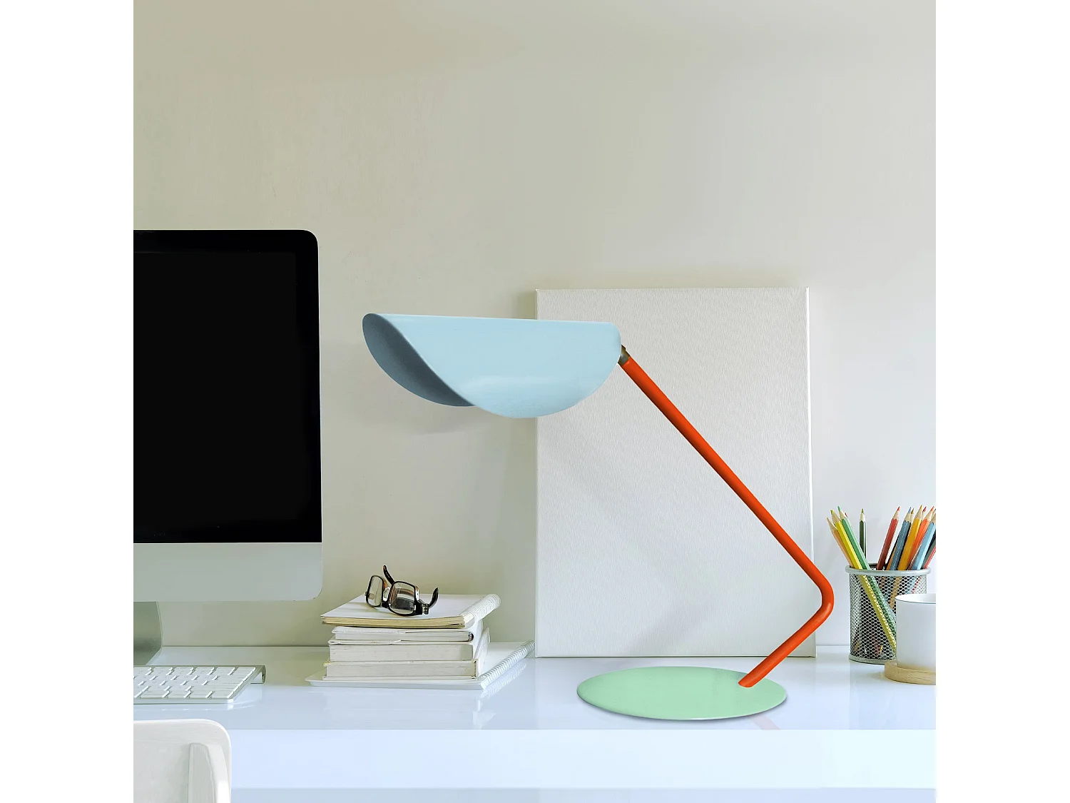 Candeeiro de escritório Tosel, Metal, Azul, H35xD22xP51cm