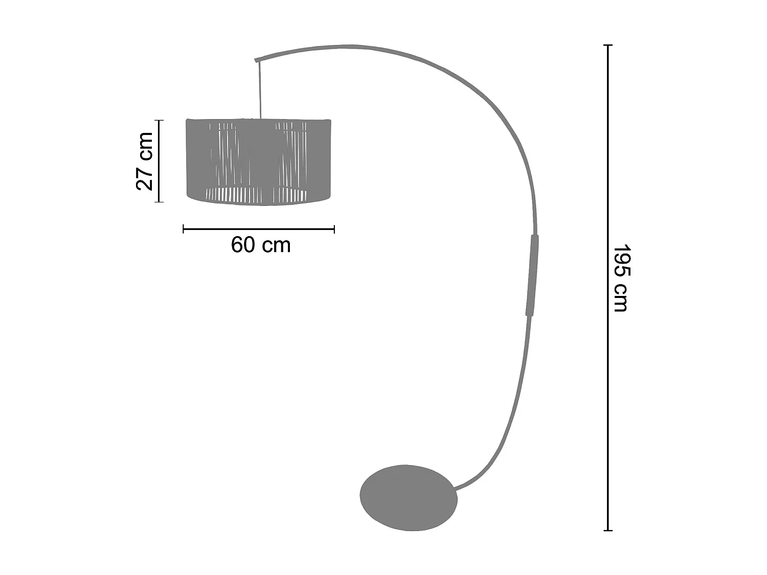 Lámpara de Pie TOSEL ,madera,metal,Blanco,A 195xD43xP110cm