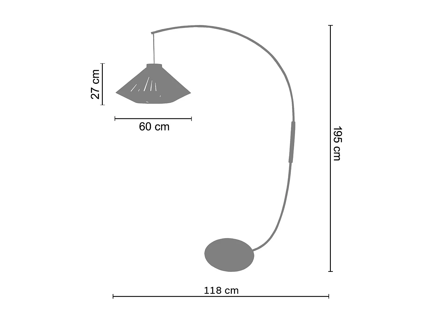 Lámpara de Pie TOSEL ,metal,madera,Negro,A 195xD 43x P 110cm