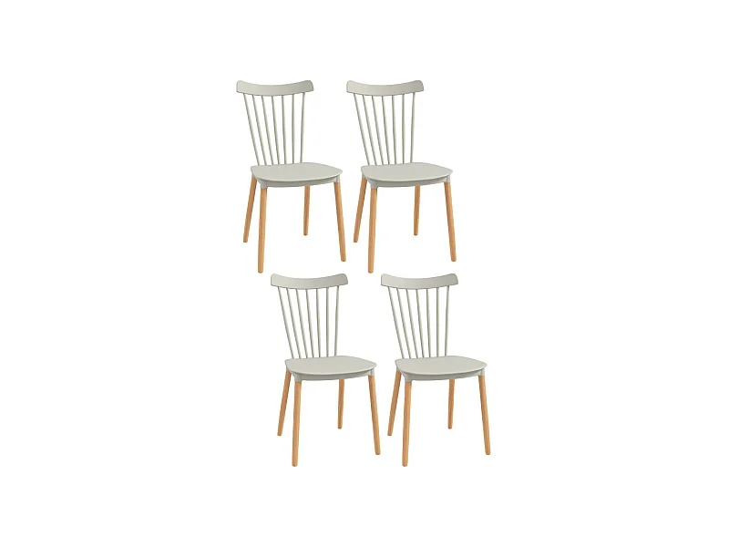 Lot de 4 chaises SVEN bois et gris