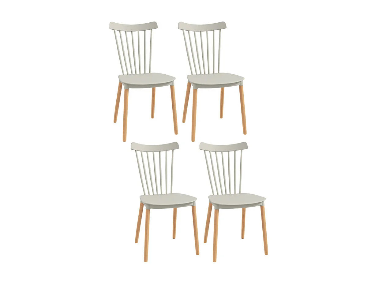 Lot de 4 chaises SVEN bois et gris