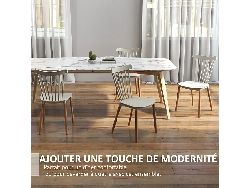 Lot de 4 chaises SVEN bois et gris