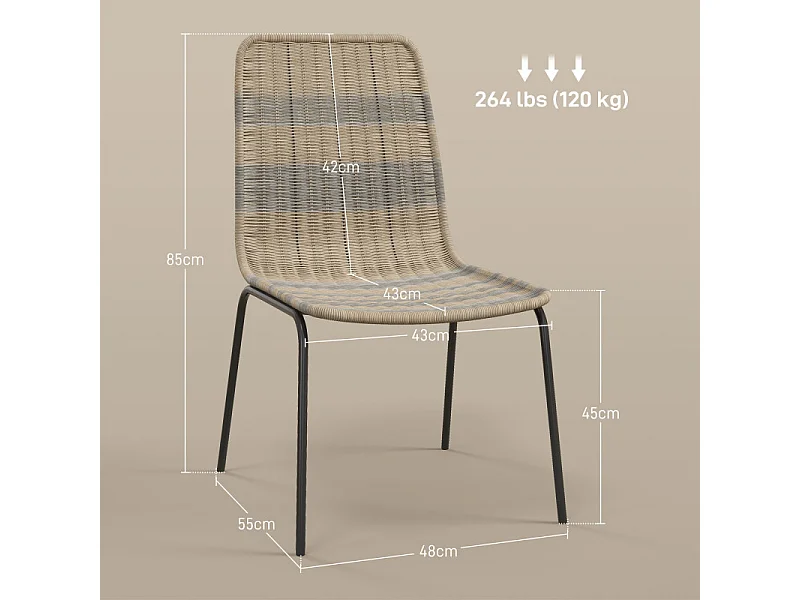 Lot de 2 chaises cosy SIMONA beige et noir