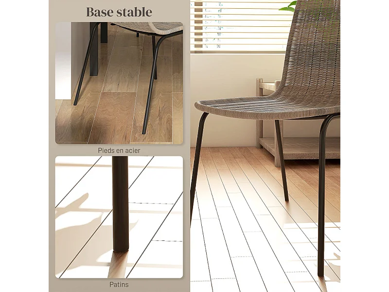 Lot de 2 chaises cosy SIMONA beige et noir