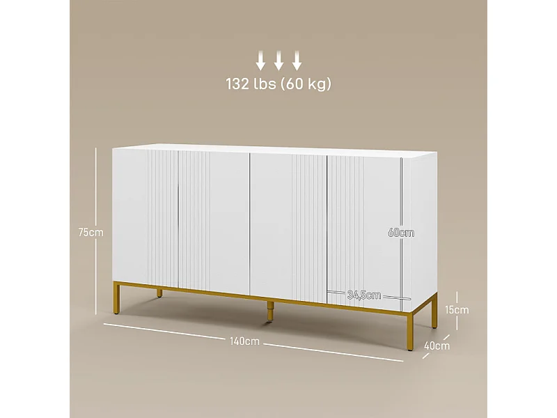 Buffet design TEDDY blanc et or