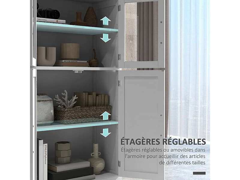 Buffet vitrine 4 portes FRANCOISE blanc