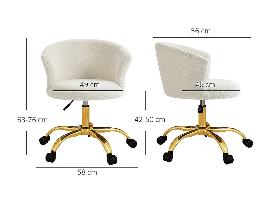 Chaise de bureau AMY blanc et doré