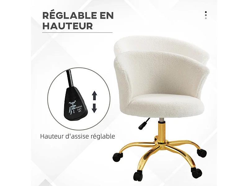 Chaise de bureau AMY blanc et doré